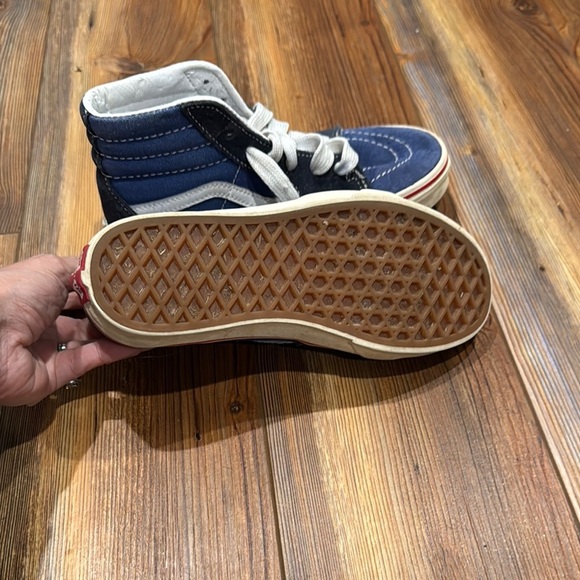 Vans Blue and Gray High-Top Sneakers with Signature Stripe - Picture 5 of 6